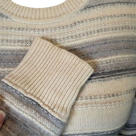 Club Monaco Striped Sweater in Cream and Gray - Picture 2 of 8